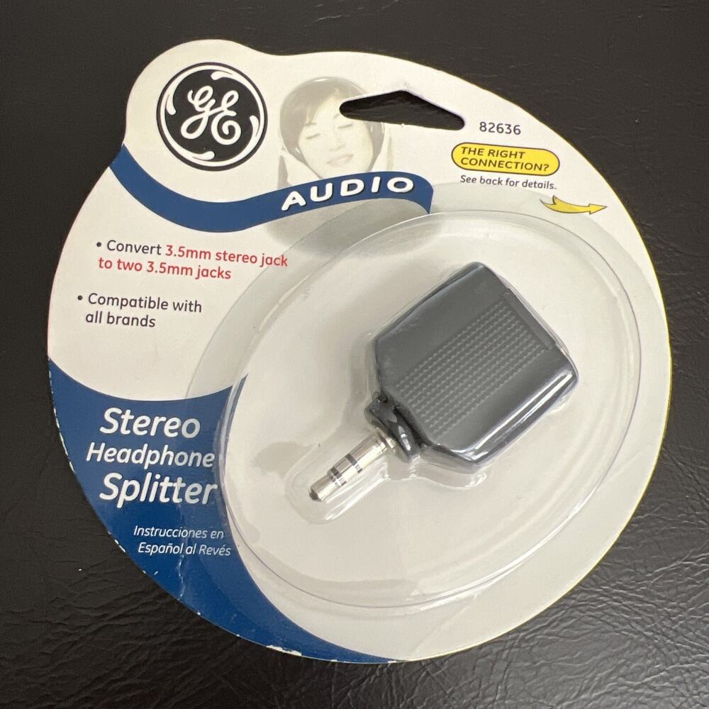 GE Audio Stereo Headphone Splitter 82636 Converts 3.5mm Stereo Jack Into Two New